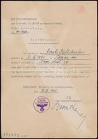 1941-1942 Lakóhellyel kapcsolatos német nyelvű igazolások, horogkeresztes pecsétekkel, 3 db