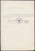 1941-1942 Lakóhellyel kapcsolatos német nyelvű igazolások, horogkeresztes pecsétekkel, 3 db