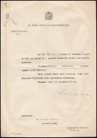 1942 Bp., Keresztes-Fischer Ferenc (1881-1948) belügyminiszter által aláírt kinevezési okmány