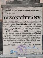 1944 Egri Község Közigazgatási Tanfolyam önkéntes gyári, vagy községi köteles tűzoltáságánál parancs...