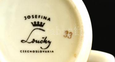 Josefina Csehszlovákia 2 db kávéscsésze, matricás, jelzett, hibátlan, m: 6,5 cm