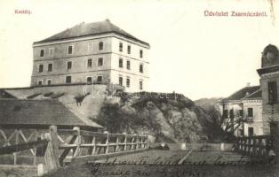Zsarnóca, Zarnovica; Kincstári kastély (Dóczy várkastély) a híddal. Fuszek György kiadása / castle with bridge