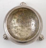 Ezüstszínű fém fűszertartó, üvegbetét nélkül, d: 4,5 cm, m: 3 cm