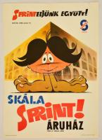 1986 Skála Sprint Áruház reklám plakát, ofszet, hajtásnyommal, 83x59 cm