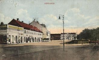1917 Kapronca, Kopreinitz, Koprivnica; Fő tér és üzletek / main square with shops (EK)
