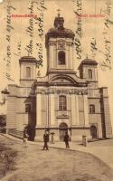 Selmecbánya, Schemnitz, Banska Stiavnica; Német templom. W. L. 457. / Deutsche Kirche / German church (ázott sarok / wet corner)