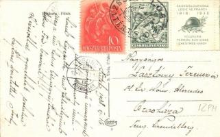 Fülek, Filakovo; utcakép, Kramer és Czana üzlete, autó / street view with shops and automobile "...