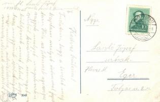 Rimaszombat, Rimavska Sobota; utcakép Lipthay L Cséman üzletével, autó / street view with shops and ...