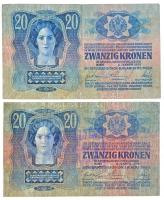 1913. 20K "Fehértemplom" felülbélyegzéssel + 1913. 20K "Dálnok - Főjegyző" felül...