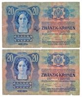 1913. 20K "Nagykárolyfalva" felülbélyegzéssel + 1913. 20K csehszlovák 20h bélyeggel T:III ...
