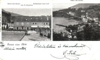 1899 Ika, Ica (bei Lovran, Laurana); Hotel zur Krone von P. Kosarog, Restaurant und Cafe (EB)