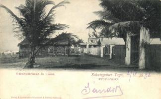 1898 Lomé, Strandstrasse, Schutzgebiet (West-Afrika) / seaside, beach street (Rb)