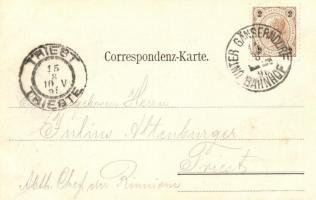 1898 Gänserndorf, Bahnof, Kirchenplatz, Untere Stadt / railway station, church square. Art Nouveau, ...