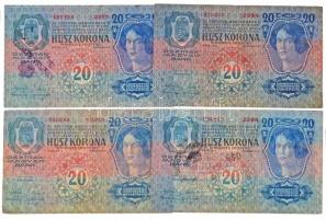 1913. 20K (4xklf) nehezen olvasható, cirill betűs felülbélyegzésekkel, egyik jugoszláv bélyeggel T:I...