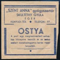 cca 1920-1940 Eger, Skuléthy Gyula, Szent Anna gyógyszertári borítékja