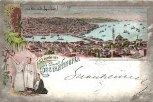 1899 Constantinople, Istanbul; Galata, Tour / tower. Folklore. Art Nouveau, floral, litho
