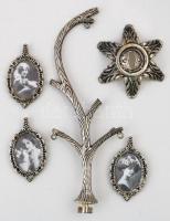 Fényképmedál tartó, fém, eredeti dobozában, m:15 cm