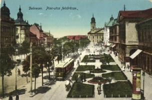 Debrecen, Piac utca felső része, Vida üzlete, kerékpár, villamos. Antalfy József kiadása (EK)