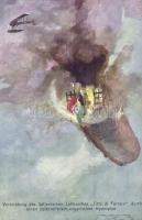 The destruction of the Italian balloon Citta di Ferrara by a K.u.K. Kriegsmarine seaplane (hydroplan). B.K.W.I. 259-145. s: Harry Heusser