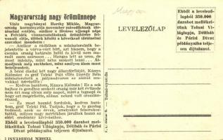 Felvidék visszacsatolásának emlékére. Áldott anyaföldünk visszajött... Vitéz Imrédy Béla, Gróf Telek...