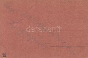 Üdvözlet a Krampusztól! / Krampus greeting art postcard. Emb