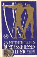 1911 Leipzig, Mitteldeutsches Bundesschiessen / Central German federal shooting event advertisement card. No. 1. Offizielle Feldpostkarte Louis Glaser s: G. Triebe