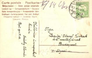 1911 Easter greeting art postcard with Egg-man. Emb. litho