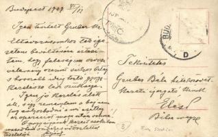 1909 Un faune. Erotikus optikai illúziós képeslap meztelen nőkkel / Optical Illusion art postcard wi...