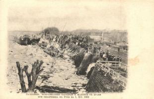 1902 Hajókatasztrófa télen a jeges Dunán, gőzhajó roncsok a bolgár Ruszeban (Roussé, Ruse) / Bulgarian Steamship disaster on the icy Danube in winter, shipwreck. photo