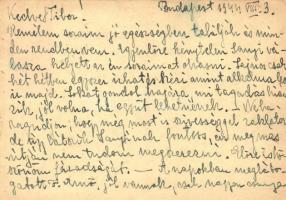 1944 Boschán Sándorné levele Landau Tibor zsidó 101/204. KMSZ-nek (közérdekű munkaszolgálatos) a cse...