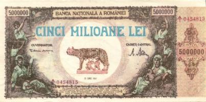 Románia 1947. 1000.000L, 5000.000L hamisítványok T:I