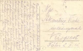 Első világháborús osztrák-magyar katonai lap. Célzás az ágyúval / WWI K.u.k. military, aiming with a...