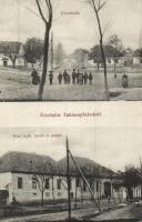 1915 Taksony, Taksonyfalva, Matúskovo; utcakép, Római katolikus iskola és paplak / street view, Roman Catholic church and school