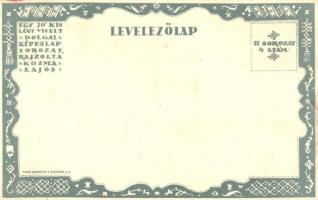 A Könyvmoly. Egy jó kislány viselt dolgai II. sorozat 4. szám / Bookworm. Hungarian art postcard s: ...