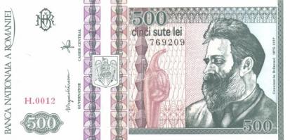 Románia 1992. 500L (3x) különbözős színárnyalatok és vágási eltérések T:I