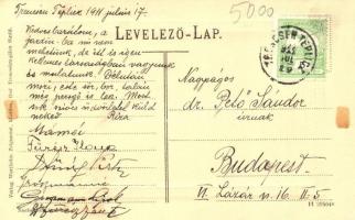 1911 Trencsénteplic-fürdő, Kupele Trencianske Teplice; A villamos vasút főállomása. Wertheim Zsigmon...