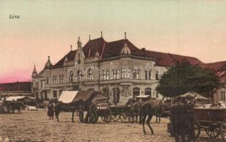 Léva, Levice; Városháza, piac, Csepper Győző üzlete / town hall and market, shop (fl)