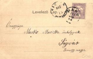 1901 Budapest XI. Gellérthegy, balparti pesti rakpart, gőzhajó kikötő Kertész Tódor reklámjával