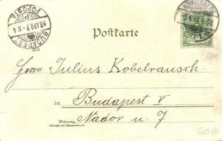 1898 Königsberg, Bahnhöfe, Kneiphöfische Langgasse, Schlossteich mit Burg-Kirche, Landeshaus / railw...