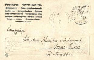 Silver Art Nouveau lady. Embossed Raphael Kirchner style art postcard