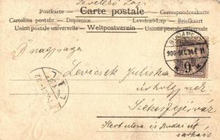 1900 Boldog új évet! Ferenczy és Társa / New Year greeting art postcard with lady (EK)