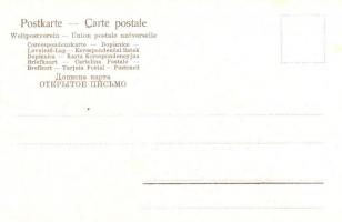 Macska-Naptár - 1900 előtti 12 darabos litho macskás művészlap sorozat a 12 évszakkal nagyon szép ál...