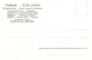 Macska-Naptár - 1900 előtti 12 darabos litho macskás művészlap sorozat a 12 évszakkal nagyon szép ál...