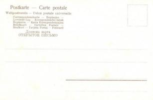 Macska-Naptár - 1900 előtti 12 darabos litho macskás művészlap sorozat a 12 évszakkal nagyon szép ál...