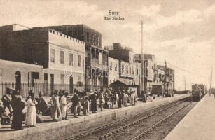 Suez, Railway station with locomotive / Bahnhof (fl)