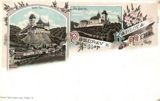 Karlstejn, Karluv Tyn / Hrad / castle. Karl Schwidernoch Art Nouveau, floral, litho