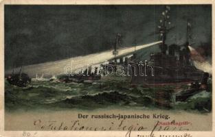 Der russisch-japanische Krieg, Nachtangriff / Russo-Japanese War art postcard. Night attack. litho (EK)
