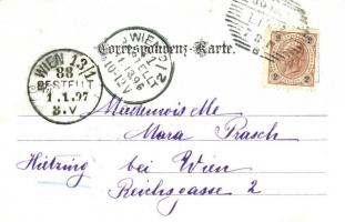 1896 (Vorläufer!) Innsbruck, Stadtsäle, Hofkirche / town hall, church interior. Art Nouveau, floral,...