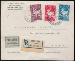 1939 Ajánlott légi levél Csehszlovákiába küldve / Registered airmail cover to Czechoslovakia