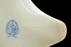 Herendi Viktória mintás porcelán bonbonier, kézzel festett, jelzett, kis kopásnyomokkal, 8x7x7 cm